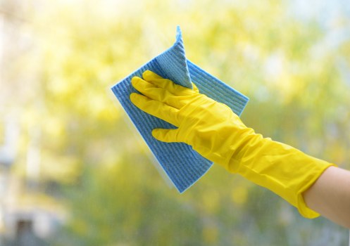 Domestic cleaner working in a W12 living room with dusting and vacuuming