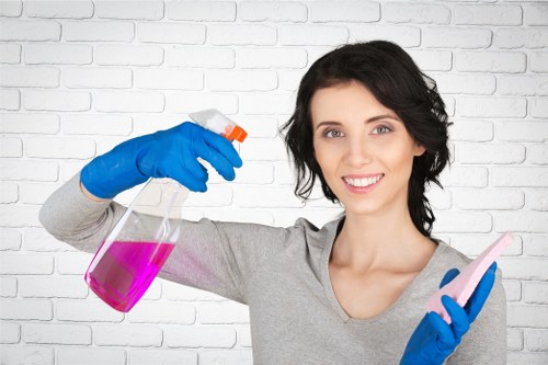 Kitchen deep cleaning during an end of tenancy service in W12