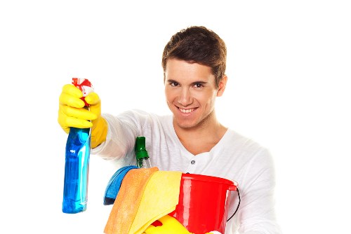 Domestic cleaning tasks in a W12 kitchen and living space